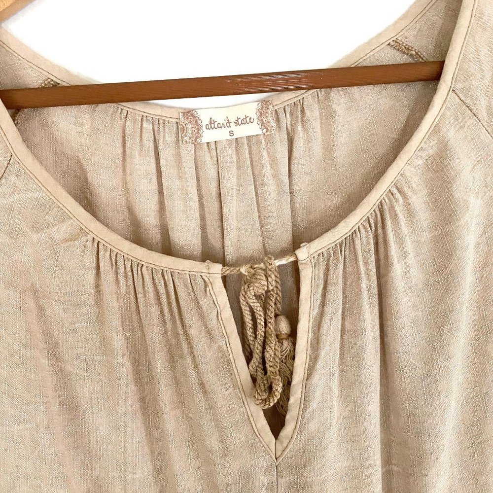 Altar’d State alter’d babydoll swing top beige S - Picture 3 of 8